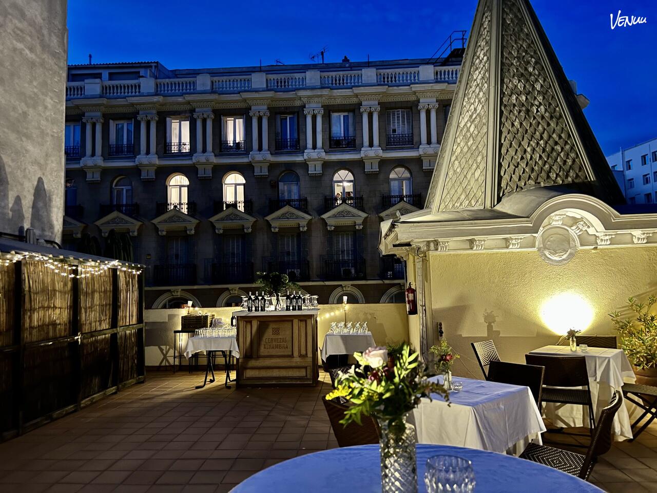Terraza superior de La Favorita Madrid para eventos privados con vistas.